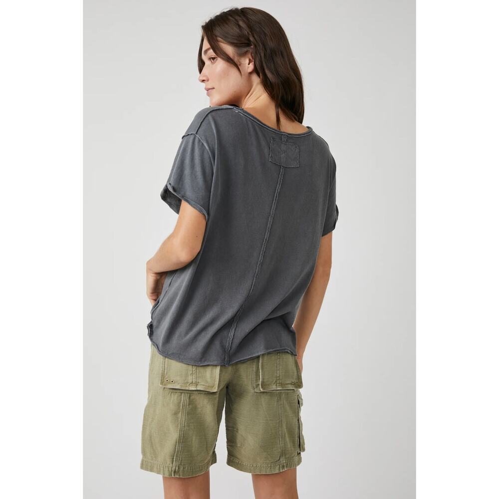 New Free People Dylan Tee in Charcoal Size S - Picture 2 of 9